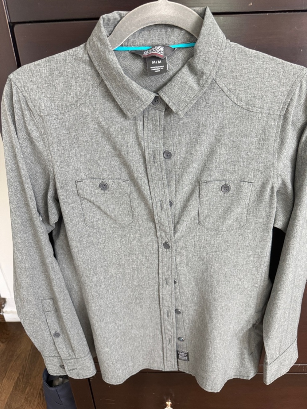 Outdoor Research Men's Heather Gray Long-Sleeve Button-Down Shirt